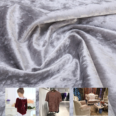 Ice Crushed Shiny Polyester Velvet Fabric Diamond Design For Dress
